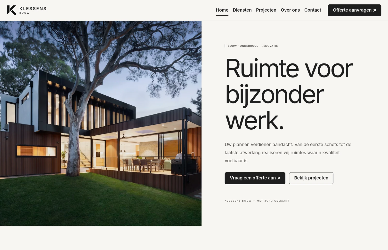 Websitepreview Een professionele website die het vakmanschap van KlessensBouw laat zien