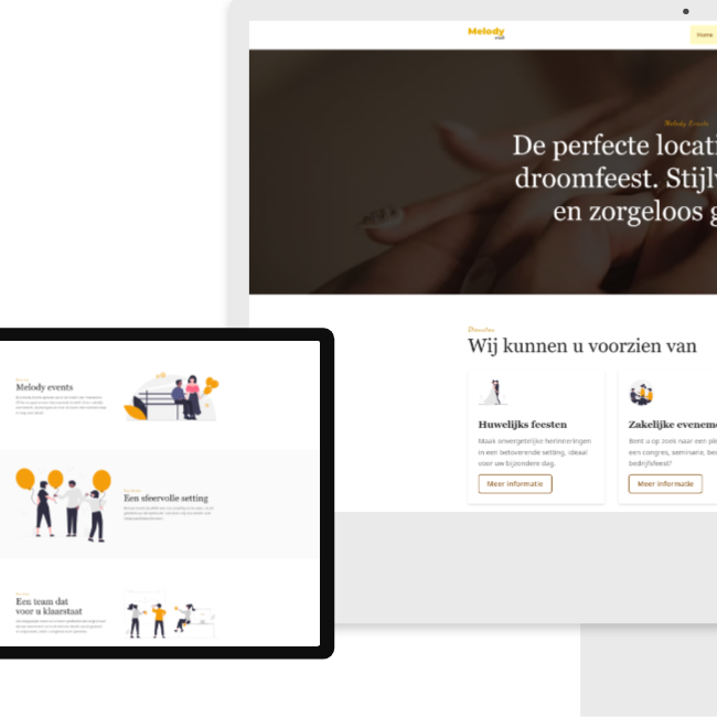 Heldere online presentatie voor zaalverhuur bij trouwerijen